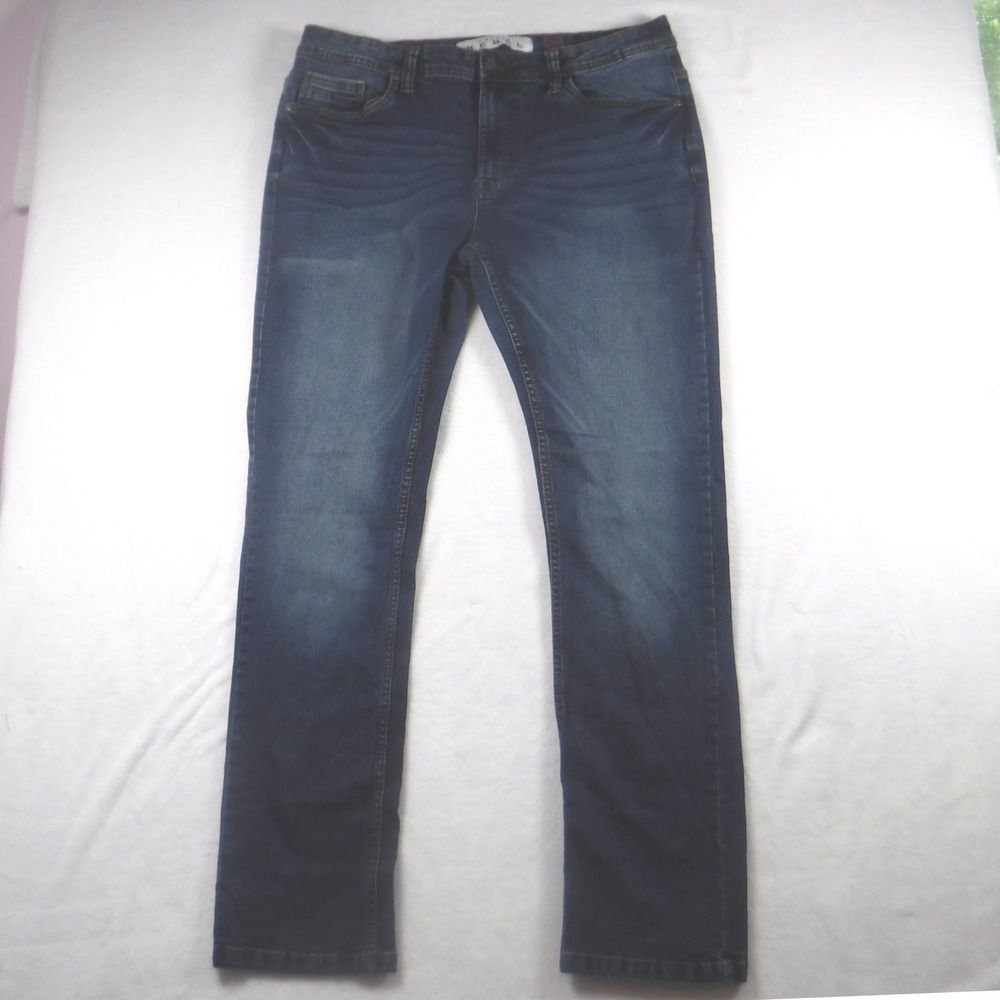 Artful Rebel Mens Slim Straight Dark Wash Blue Denim Jeans 34x32 Stretch
